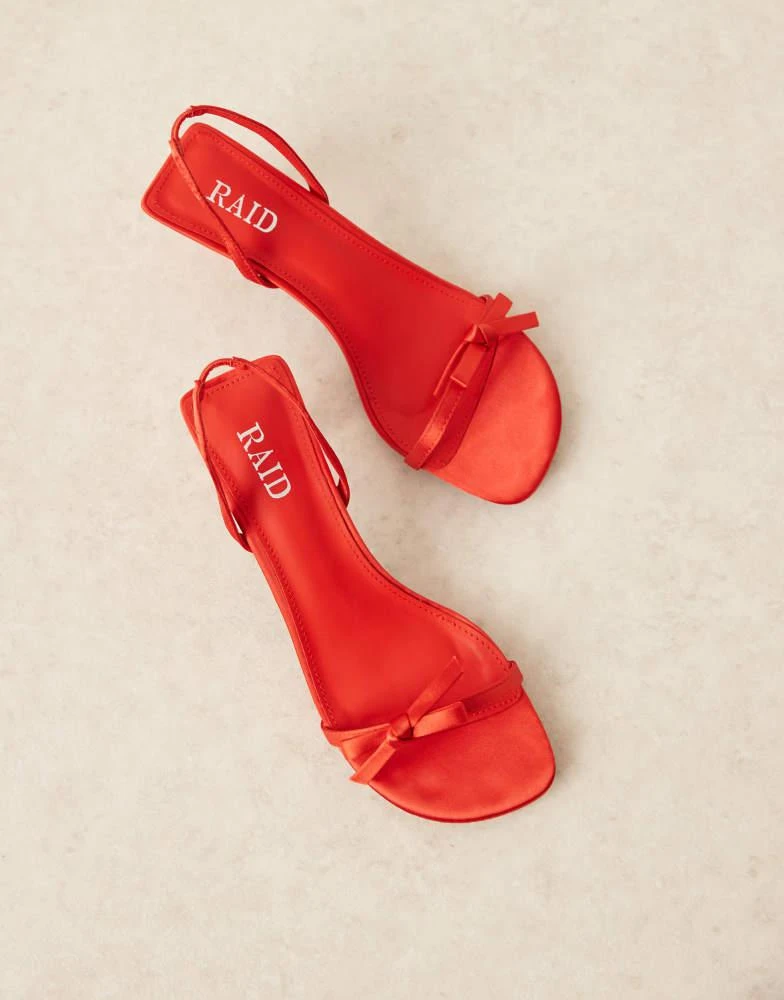 Raid RAID Kaiya slingback kitten heeled sandals with bow in red 3
