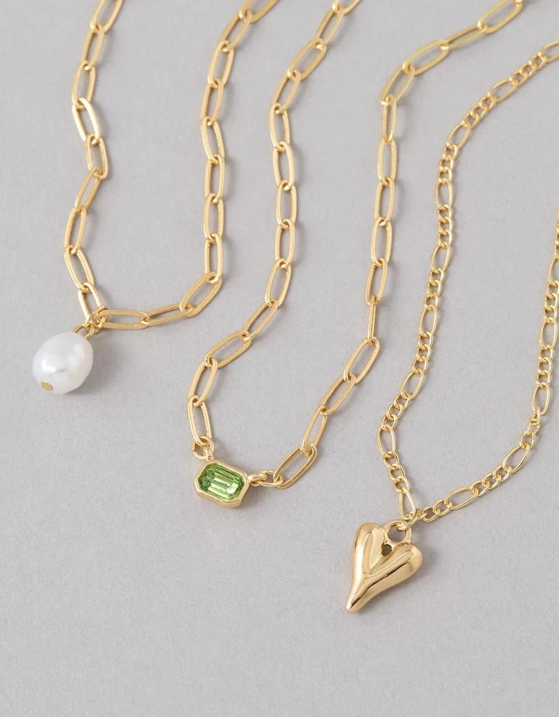 AE AEO Light Green & Cubic Zirconia Necklaces 3-Pack 1