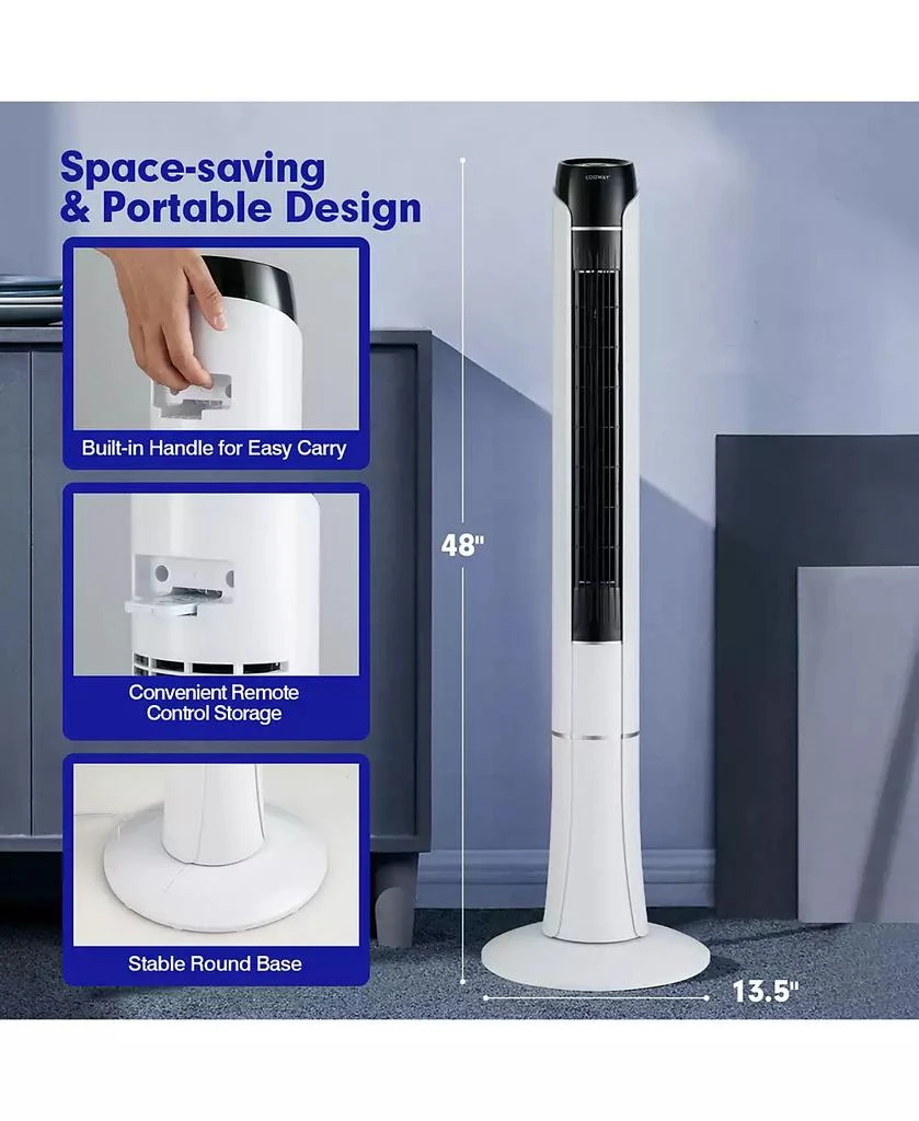 Costway Portable 48

 Tower Fan 80 °Oscillating Bladeless Fan w/Remote 
LED Control 10