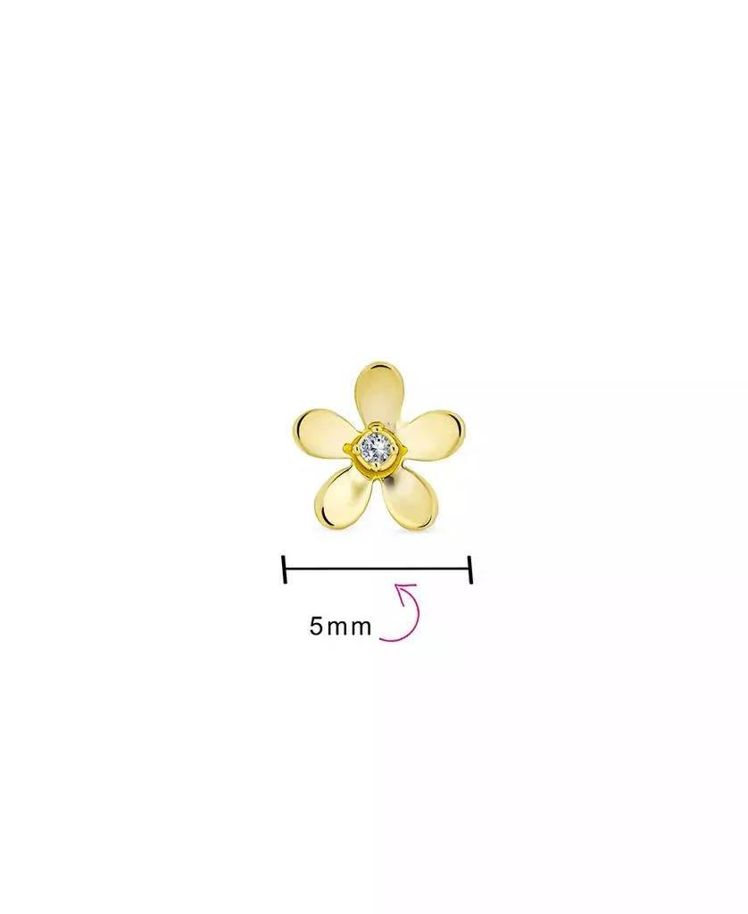 Bling Jewelry Tiny Minimalist CZ Accent Dainty Mini Daisy Flower Cartilage Ear Lobe Piercing 1 Piece Stud Earring14K Yellow Gold Safety Screw back 3