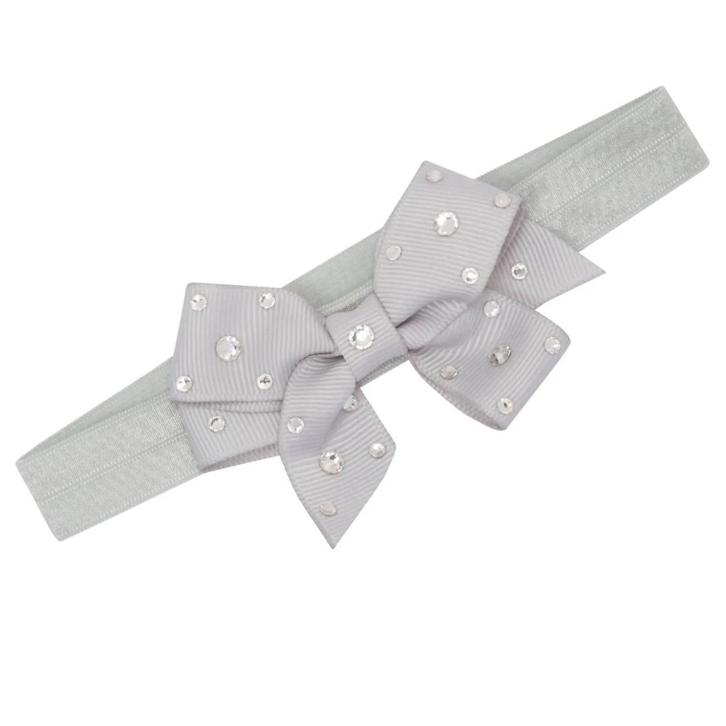 Bari Lynn Bari Lynn - Bari Lynn "Gigi" Grey Crystallized Grossgrain Bow Elastic Headband 1