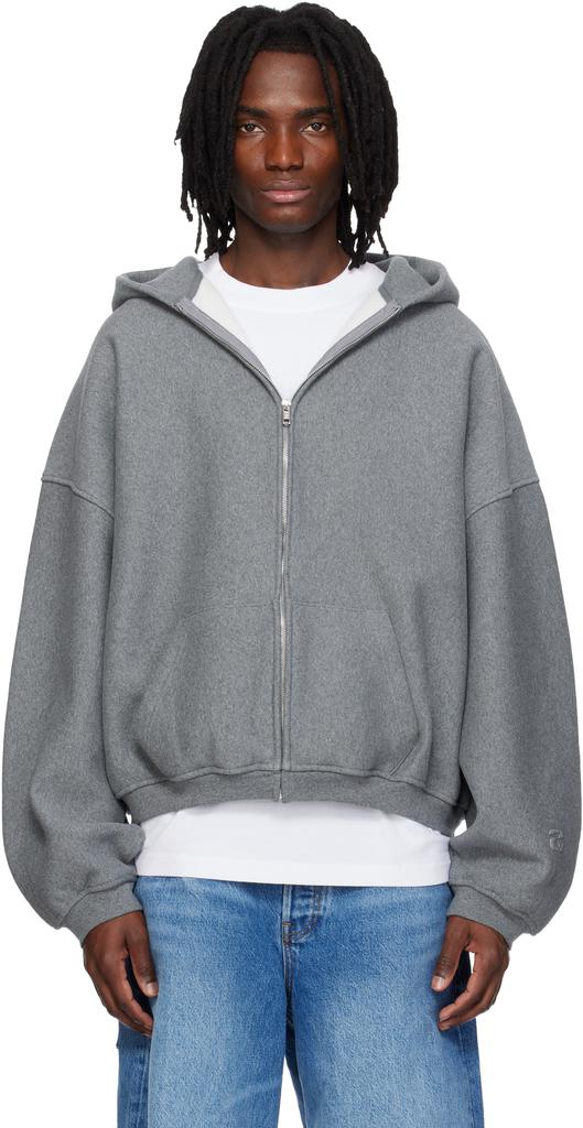 alexanderwang ホットフィックス　テリー　ジップフーディー　グレー alexanderwang アレキサンダーワング クリスタルホットフィックス