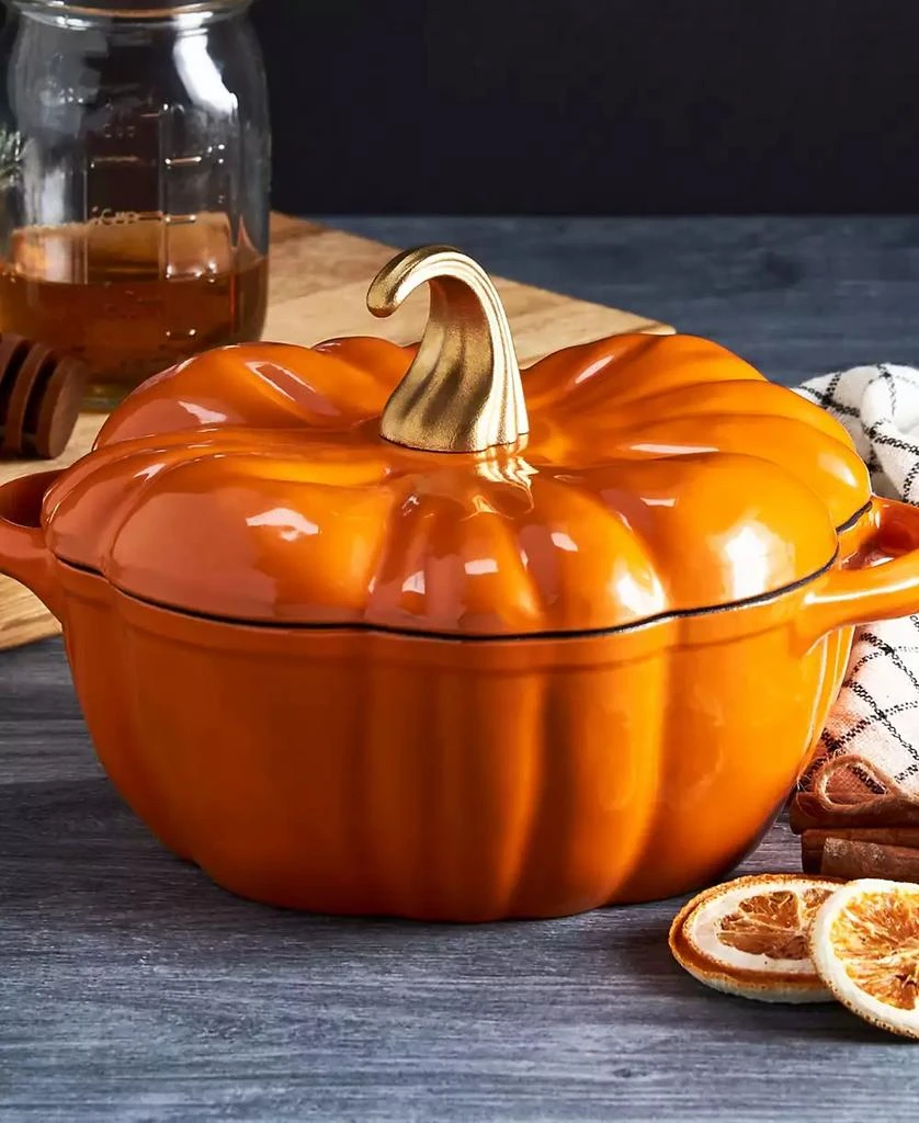 Smith and Clark Iron Works Enameled Cast Iron 2-Qt. Pumpkin Dutch Oven 6