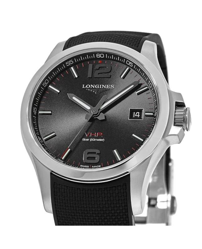 Longines Longines Conquest V.H.P. 43mm Black Dial Rubber Strap Men's Watch L3.726.4.56.9 2