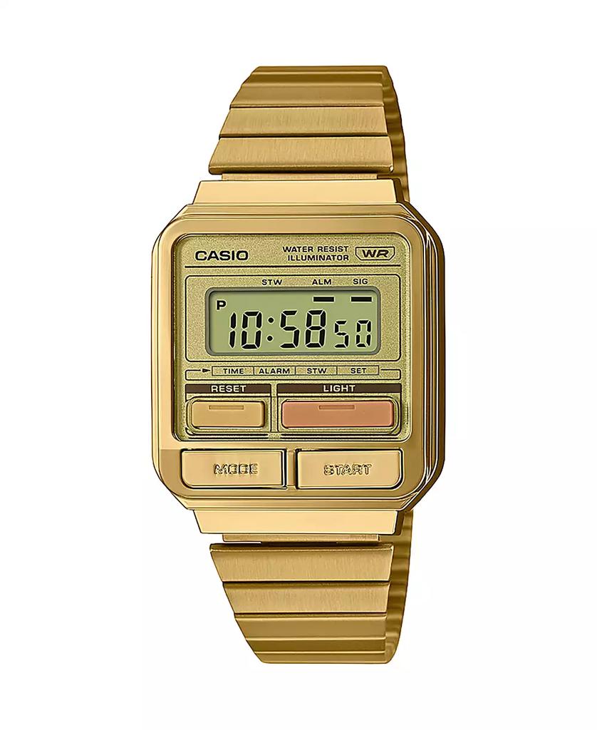 G-Shock Unisex Digital Gold-Tone Stainless Steel Watch 33.5mm, A120WEG-9AVT