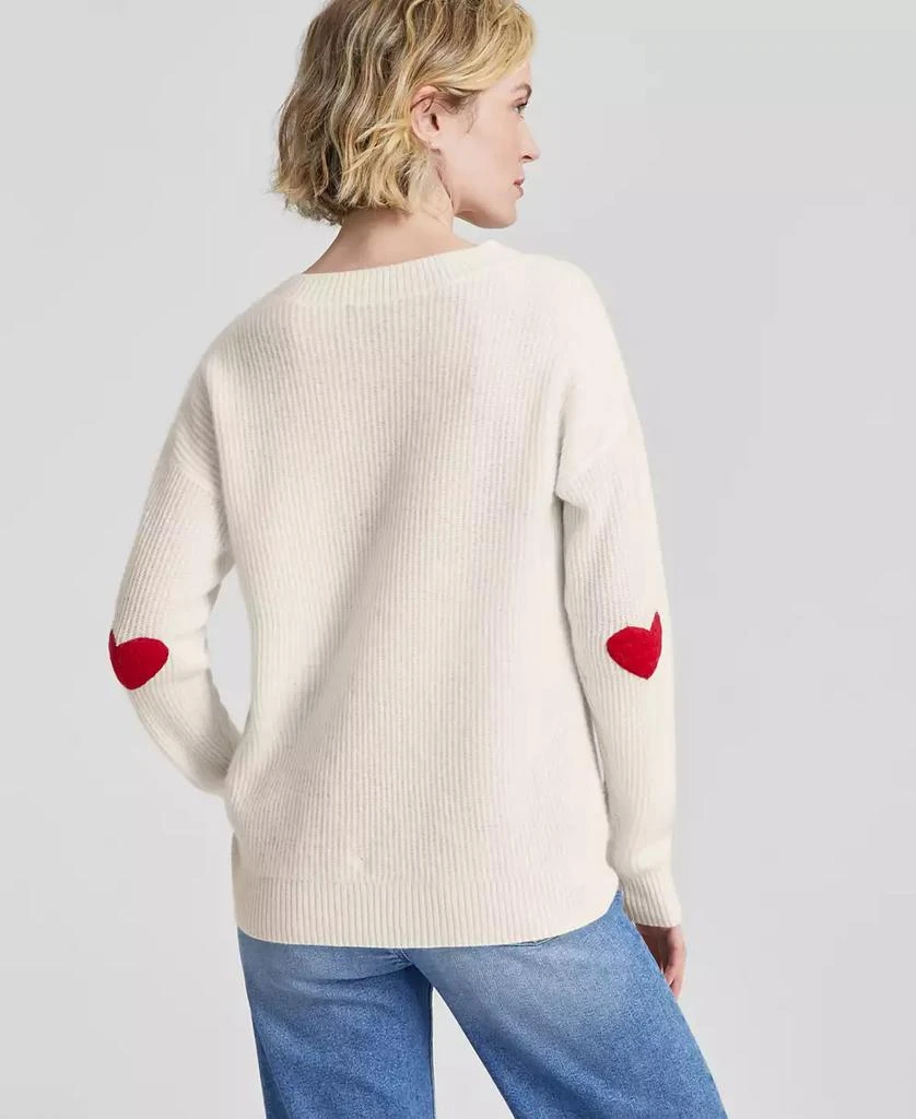Charter Club Women's Cashmere Ribbed Heart-Embroidered V-Neck Sweater, Created for Macy's 2