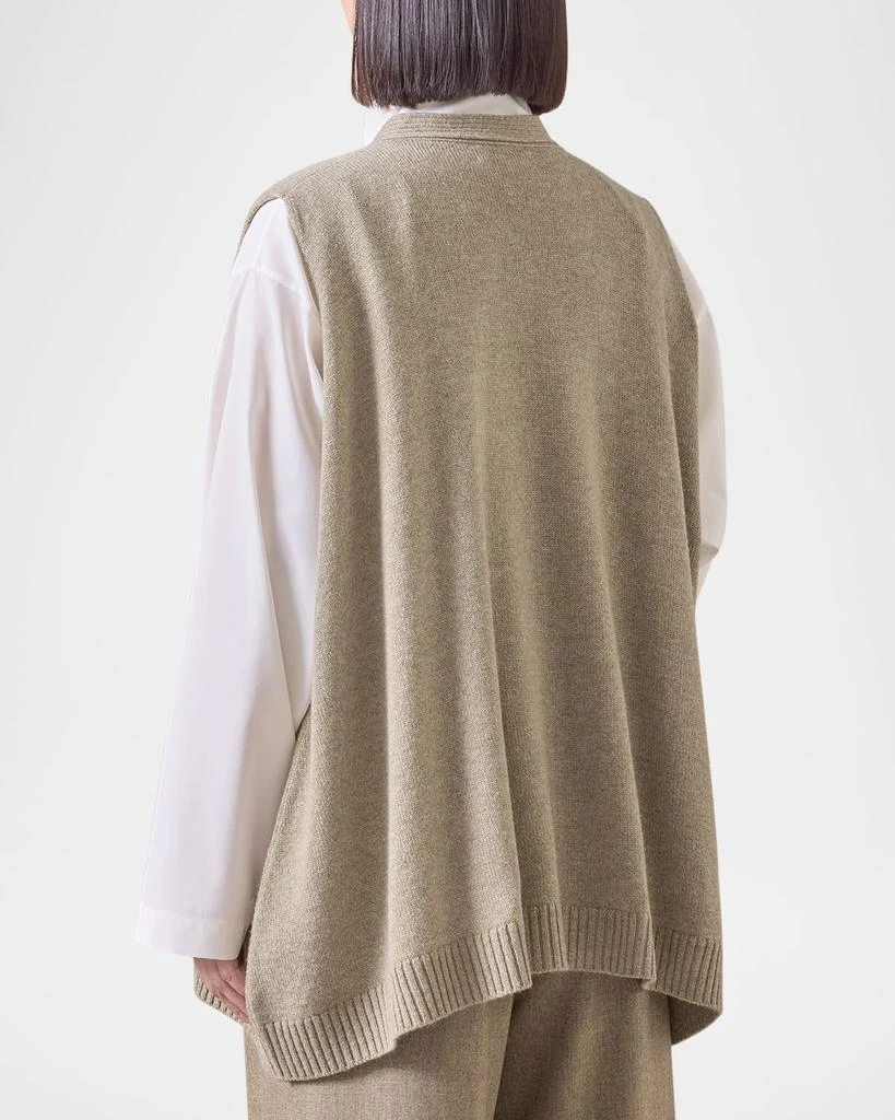 Eskandar Cashmere A-Line Sleeveless V-Neck Cardigan (Mid Plus Length) 3
