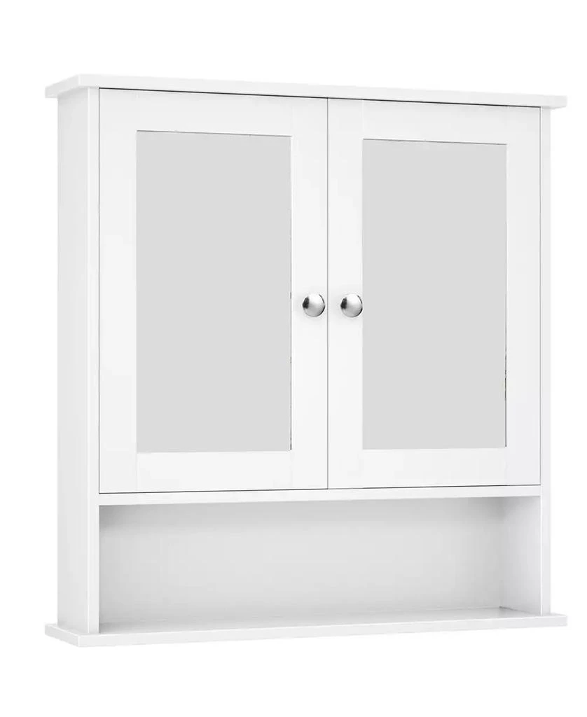 SUGIFT Bathroom Wall Mount Mirror Cabinet Organizer-White