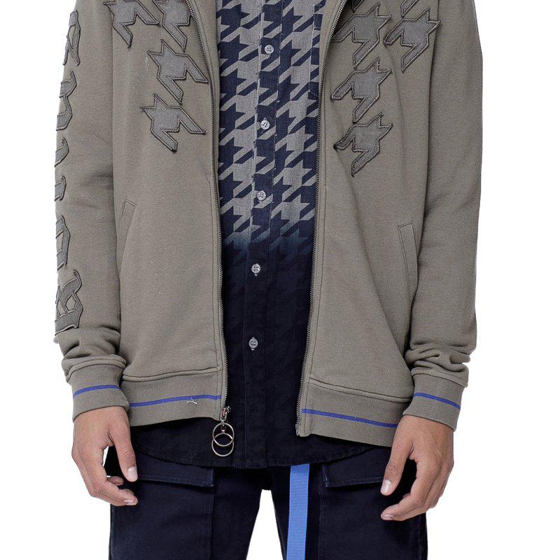 Konus Men's Zip-up Houndstooth Hoodie In Khaki