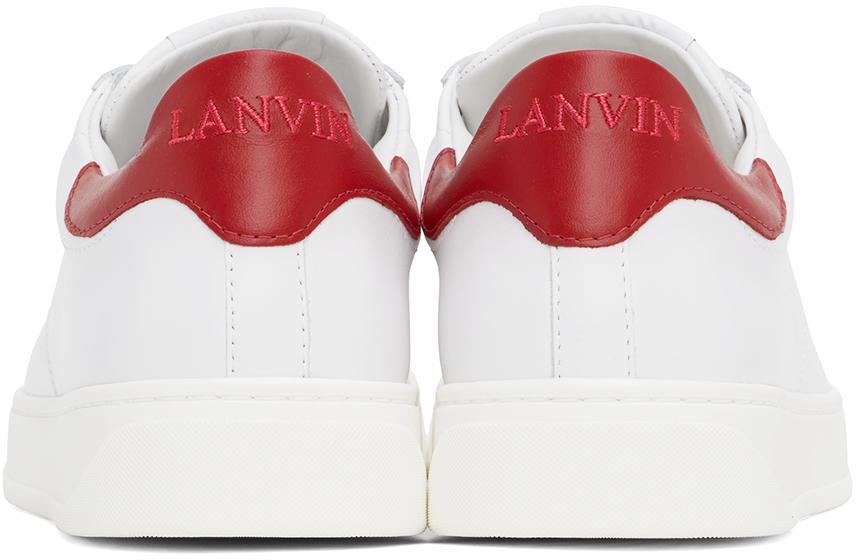 Lanvin White & Red DDB0 Leather Sneakers