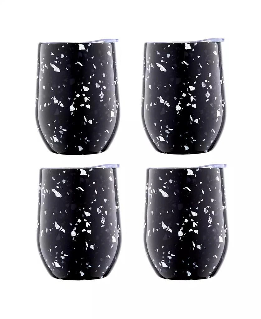 Cambridge Silversmiths 12 Oz Black Terzo Stainless Steel Wine Tumblers, Set of 4 1