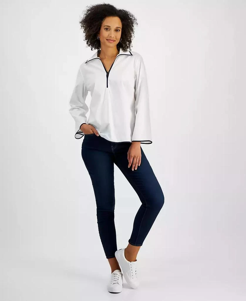 Nautica Jeans Women’s Cotton Spread-Collar Long-Sleeve Top 3