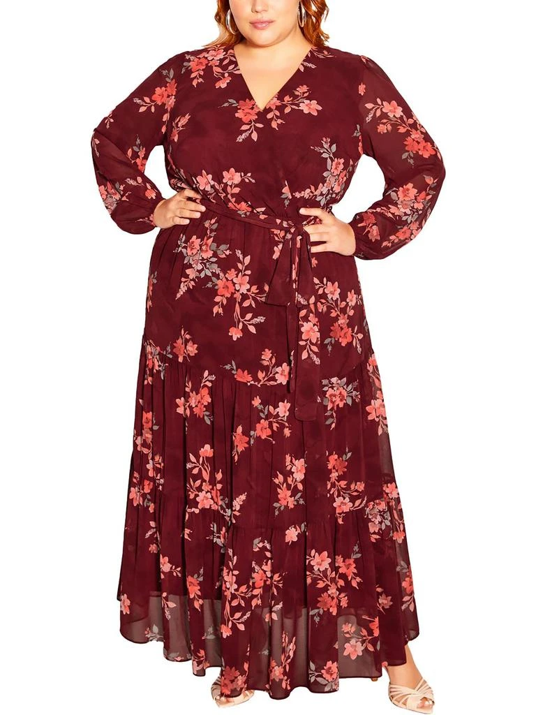 City Chic Plus Alicia Womens Floral Print Polyester Maxi Dress 1