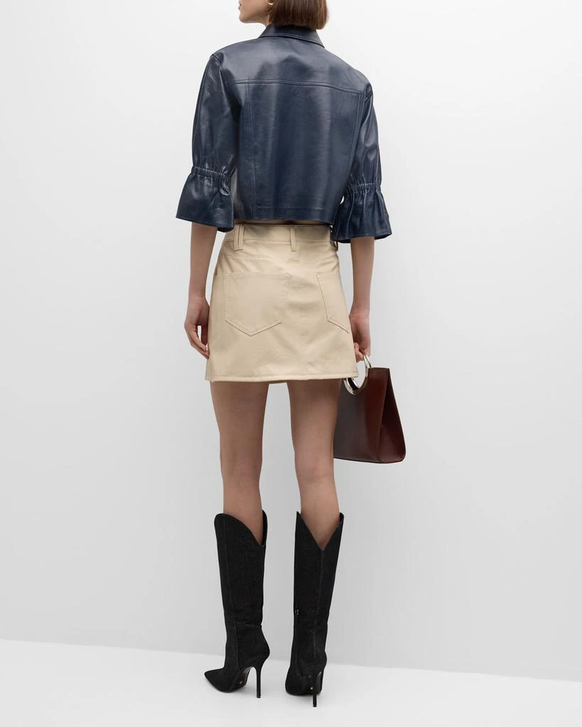 LaMarque Carolina Cropped Ruffle-Sleeve Leather Jacket 6
