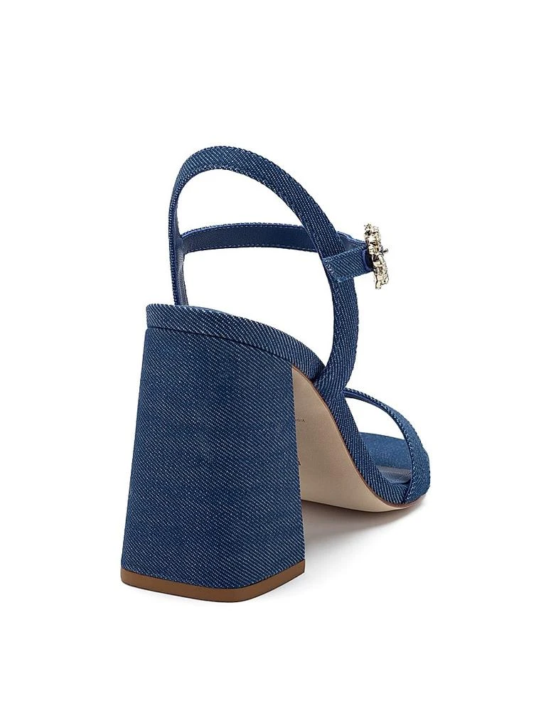 Larroudé Selena 105MM Denim Block-Heel Sandals 3