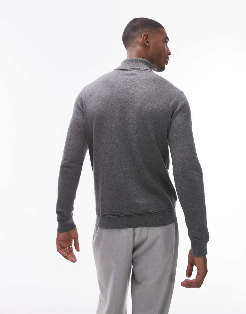 Topman Topman essential roll neck in charcoal 2