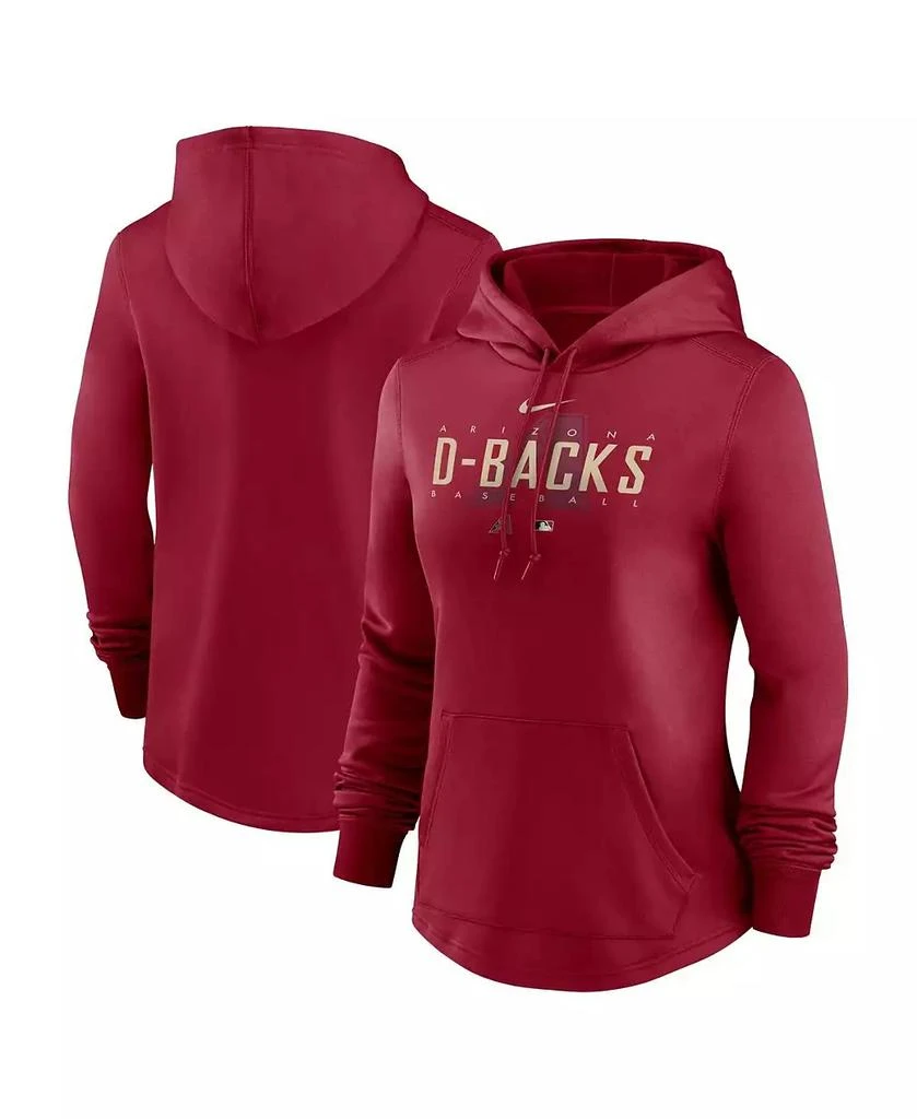 NIKE Women's Red Arizona Diamondbacks Authentic Collection Pregame Performance Pullover Hoodie 1