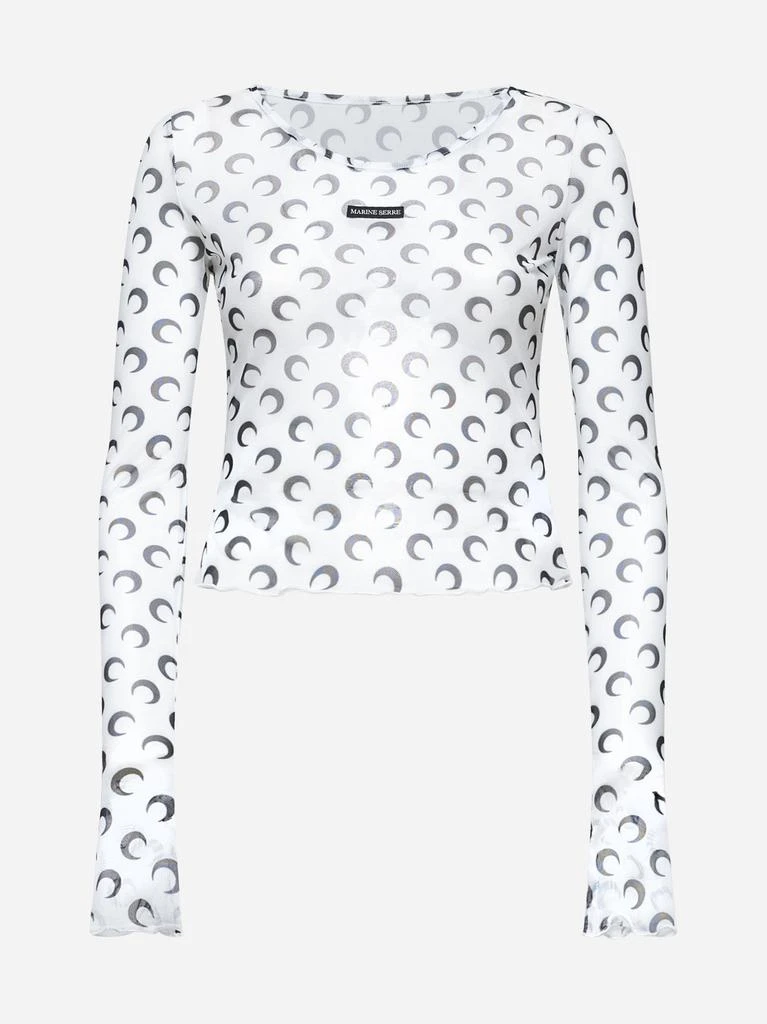 MARINE SERRE Moon print white mesh cropped top 1