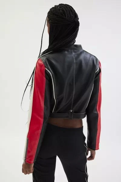 Urban Outfitters UO Jordan Faux Leather Fitted Racer Moto Jacket 5