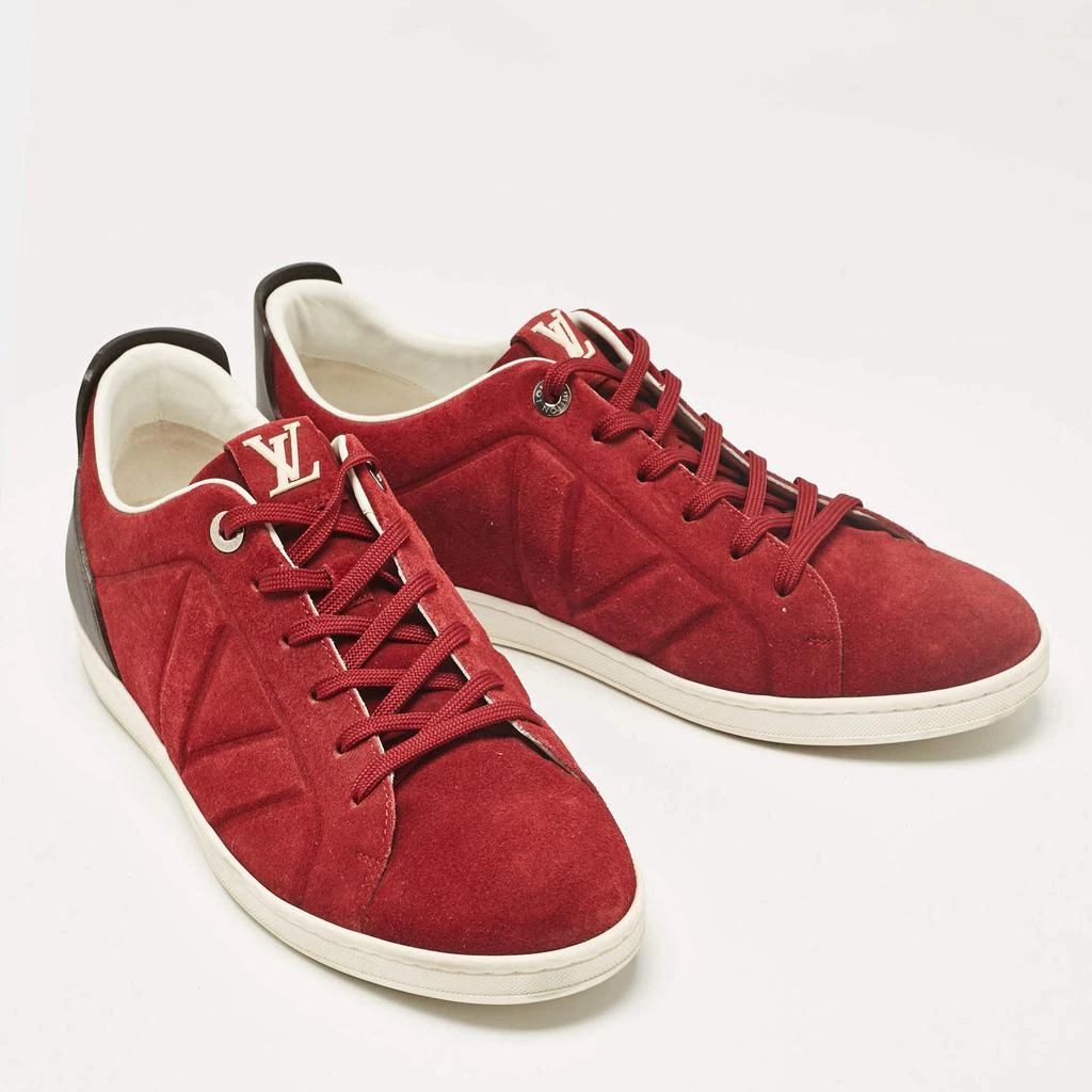 Louis Vuitton Louis Vuitton Burgundy Leather Suede Lace Up Sneakers Size 43 4