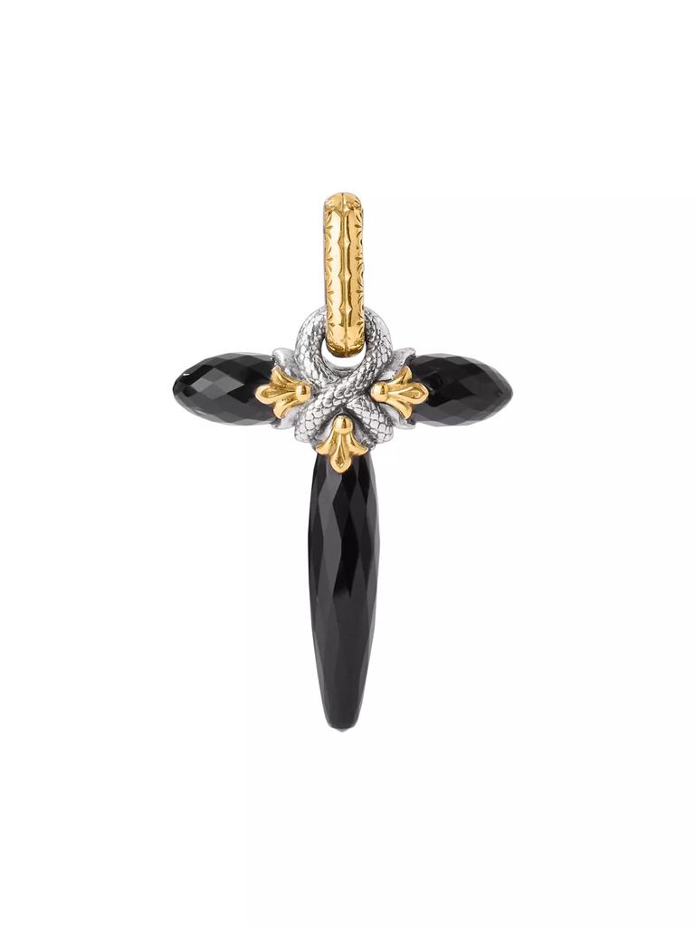 Konstantino Anthos Sterling Silver, 18K Yellow Gold & Black Onyx Cross Pendant