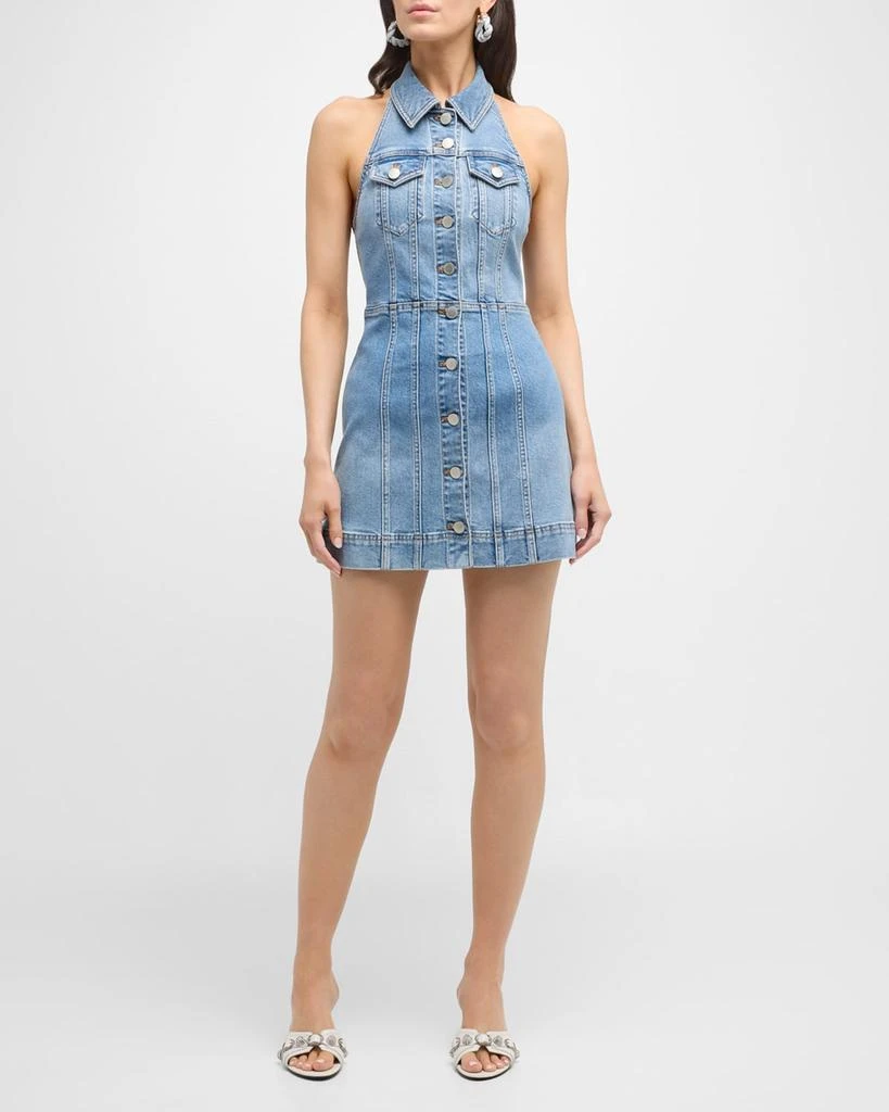 Alice + Olivia Kendall Denim Halter Mini Dress 4