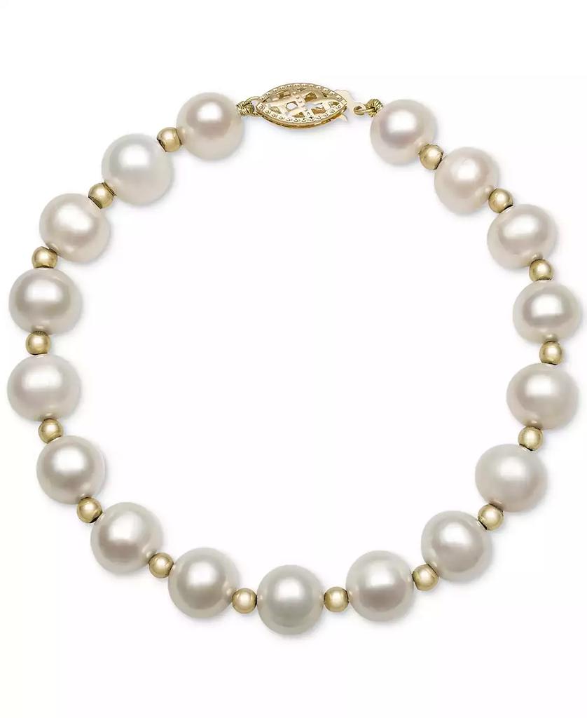 Macy s Cultured Freshwater Pearl Bracelet in 14k Gold 7 1 2mm Jewelry Free Shipping BeyondStyle