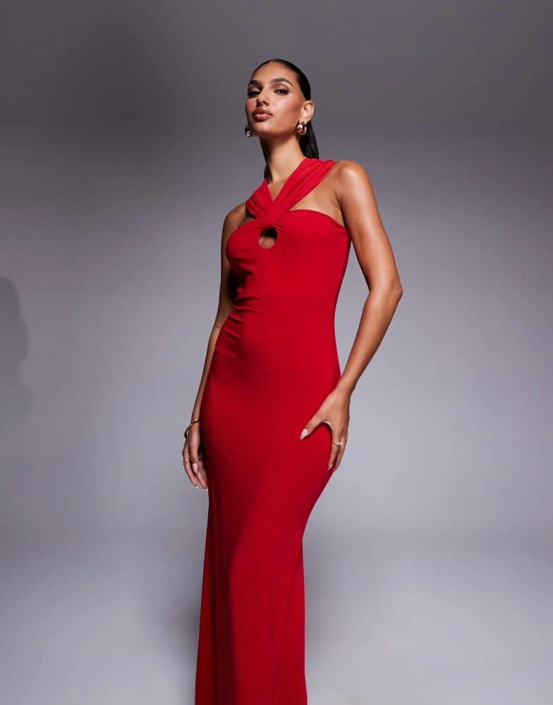chinese dress ladies ASOS Women's Wrap Waist Ruched Bodice Pleated Gown Maxi Dress  Letay Store