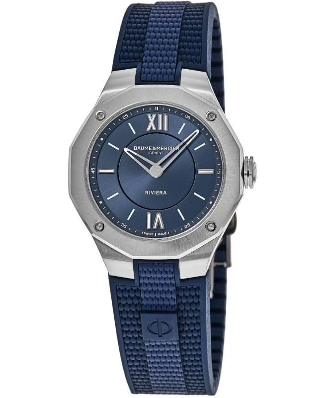 Baume & Mercier Baume & Mercier Riviera Blue Dial Rubber Strap Women's Watch 10689 1