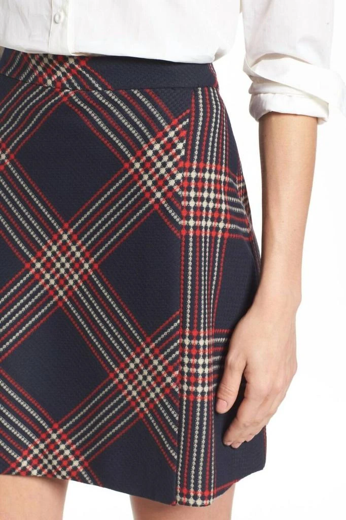 Halogen Halogen - Plaid Tweed A Line Faux Wrap Mini Skirt 4