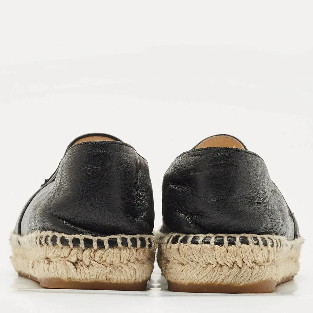 Chanel Chanel Black Leather/Canvas CC Logo Espadrilles Size 38 5