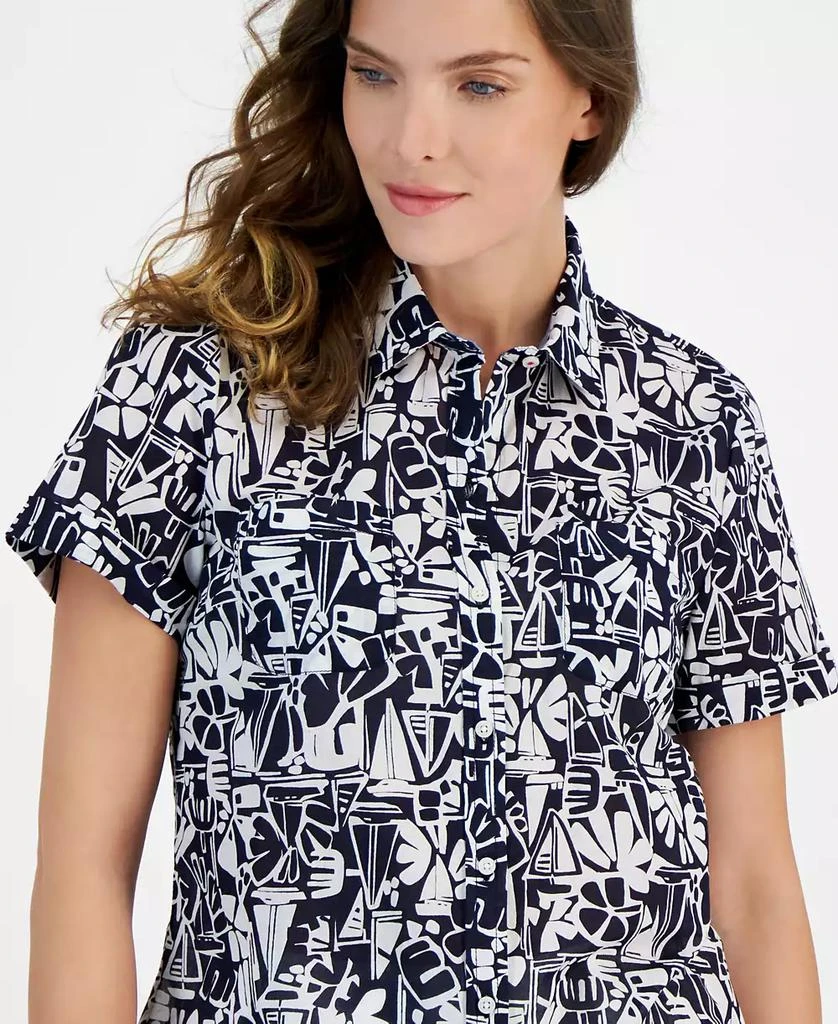 Nautica Jeans Women's Tiki Print Cotton Button-Front Shirt 3