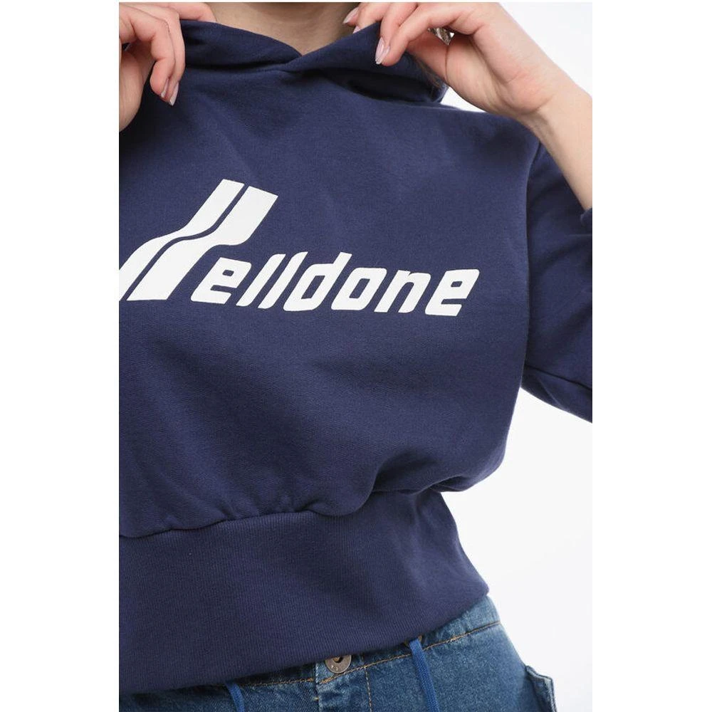 We11done Solid Color Cropped Hoodie with Printed Women's Logo 2