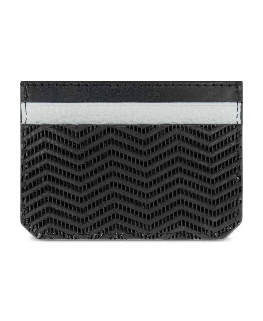 Karl Lagerfeld Paris STAMPED LEATHER FLAT CARD CASE WITH METAL LOGO BIT