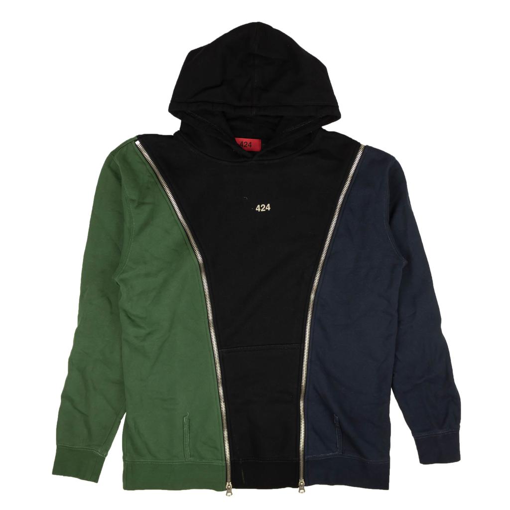 424 ON FAIRFAX 424 On Fairfax Reworked Hoodie - Navy/Black/Green