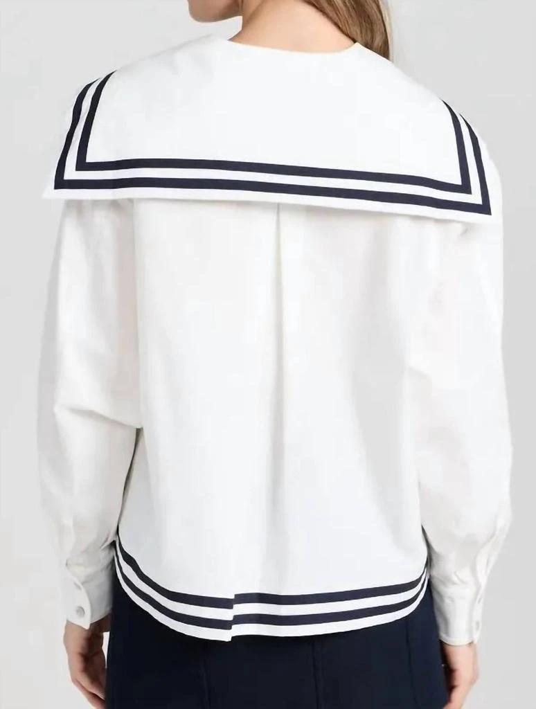 De Loreta Marina Blouse In White/navy 2