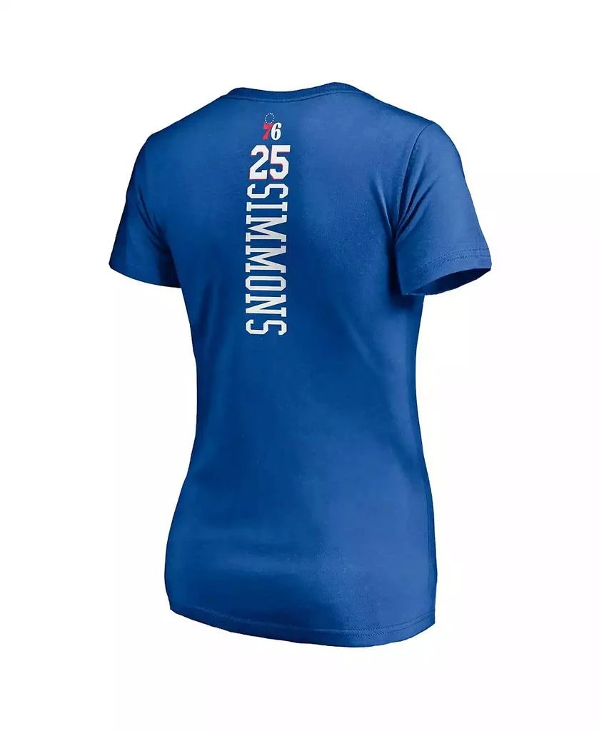Fanatics Women's Ben Simmons Royal Philadelphia 76Ers Playmaker Logo Name Number V-Neck T-Shirt 3