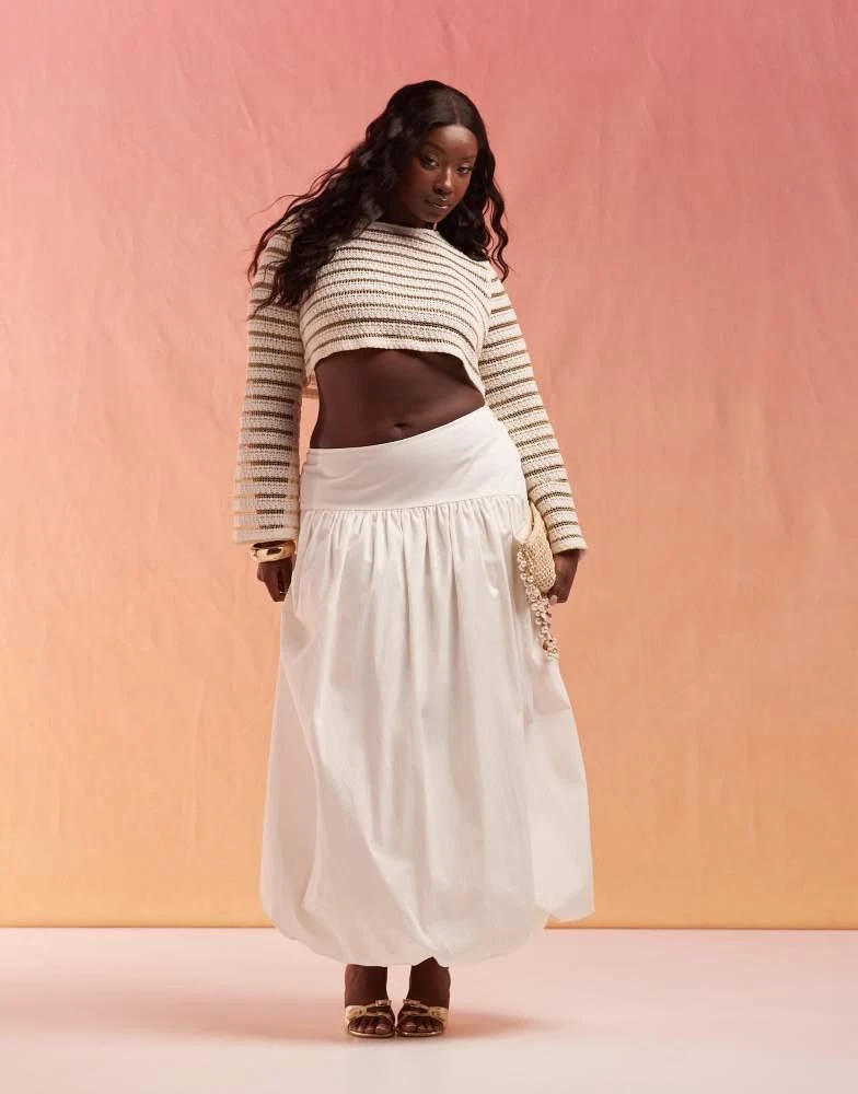 ASOS ASOS DESIGN Curve asymmetric bubble hem maxi skirt in sand 1