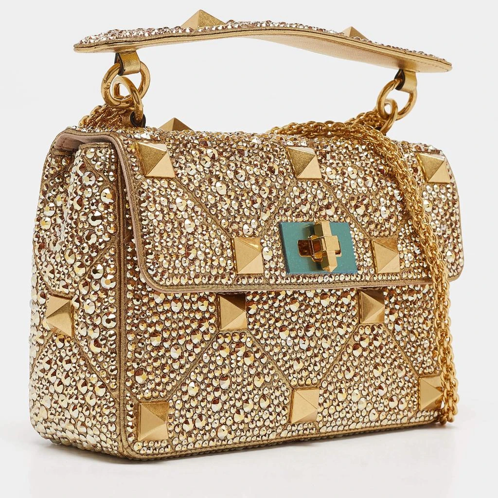 Valentino Valentino Gold Crystal Studded Medium Roman Stud Top Handle Bag 3