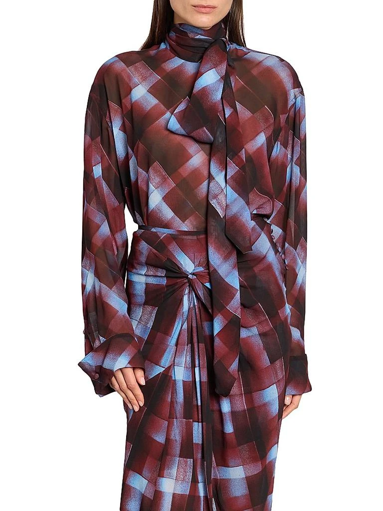 Dries Van Noten Chaddy Check Scarf Blouse 3