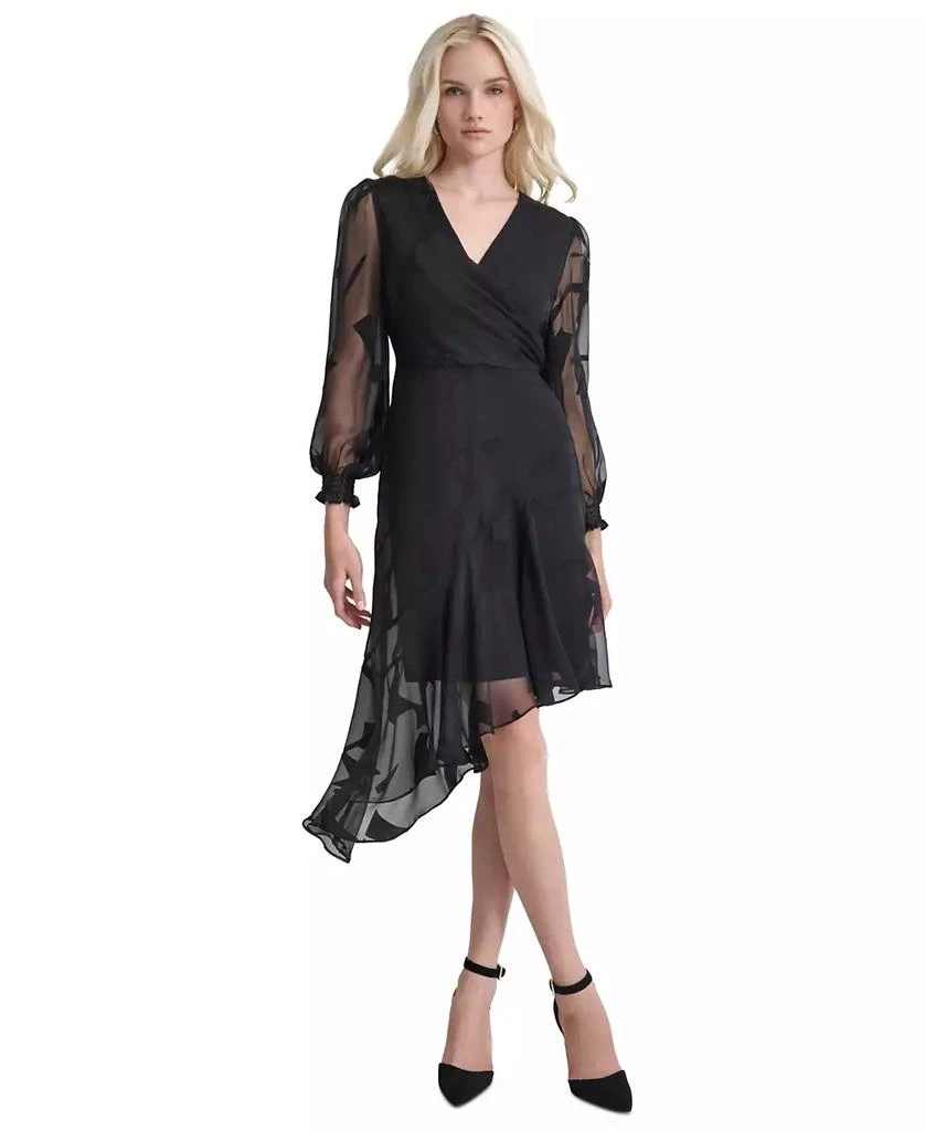 DKNY Women's Surplice-Neck Asymmetric Midi Dress 1