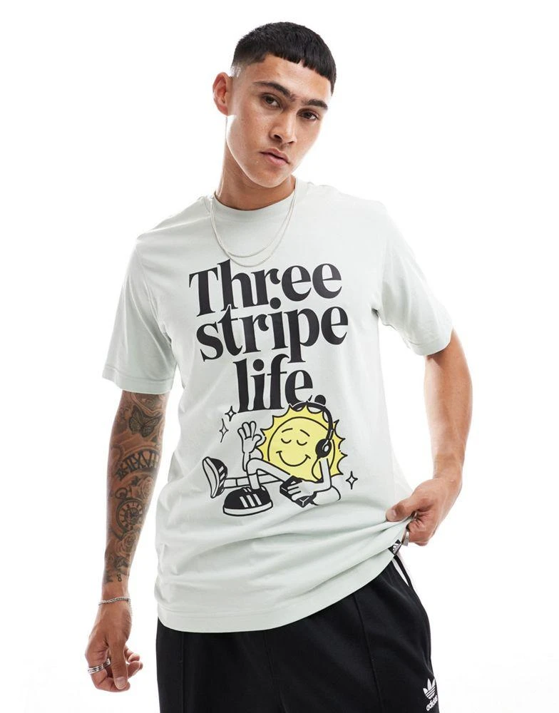 Adidas adidas Training t-shirt with three stripe life graphic in green 1