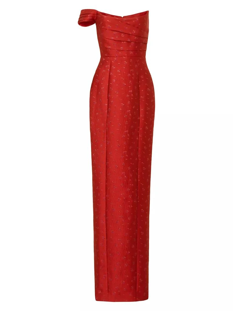 SAU LEE Jackson Jacquard Off-The-Shoulder Gown 1