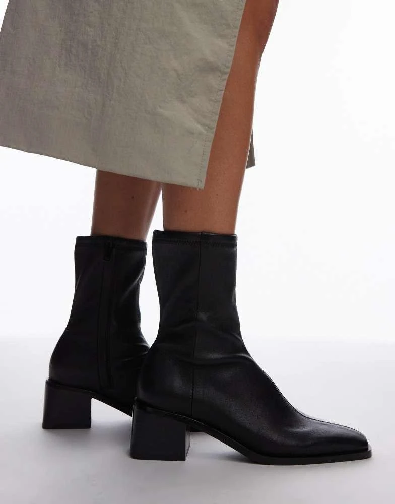 & Other Stories & Other Stories leather biker boots with square toe in brown 2
