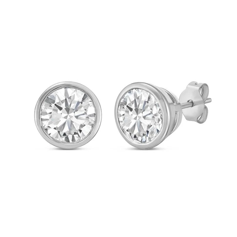 Diana M Jewels 14KT WHITE GOLD LAB GROWN ROUND STUDS IN A BEZEL SETTING WEIGHING 6.00 CTS TW 2