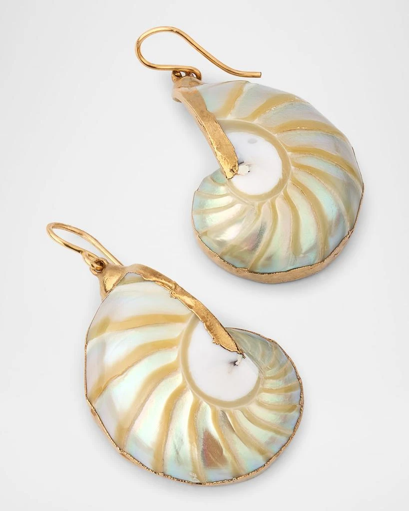 Devon Leigh White Ammonite in Gold Foil Earrings 3