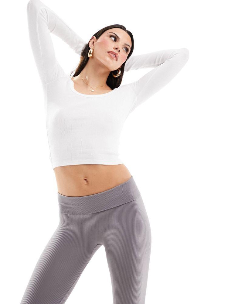 Hollister Hollister scoop neck long sleeve top in white