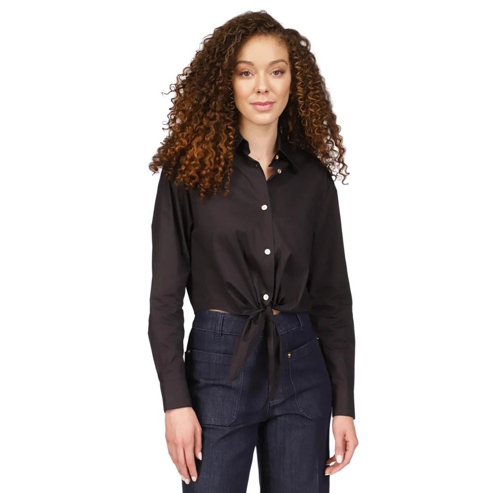 Michael Kors Women's Poplin Tie-Front Button-Down Cotton Shirt, Regular & Petite 1