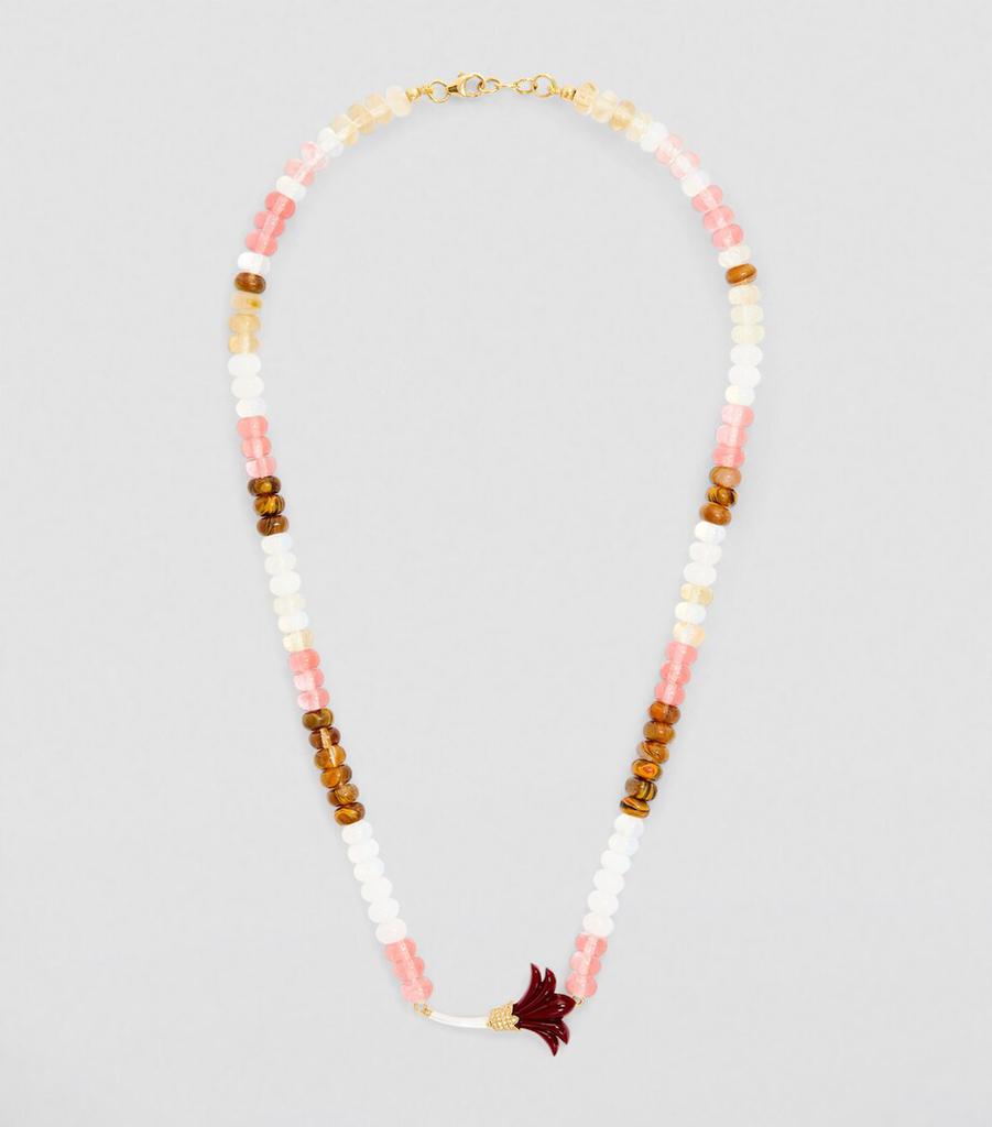 L'ATELIER NAWBAR Yellow Gold, Diamond and Mother-of-Pearl Psychedeliah Beaded Necklace
