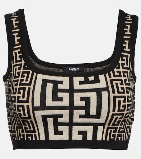 Balmain Monogram jacquard crop top 1